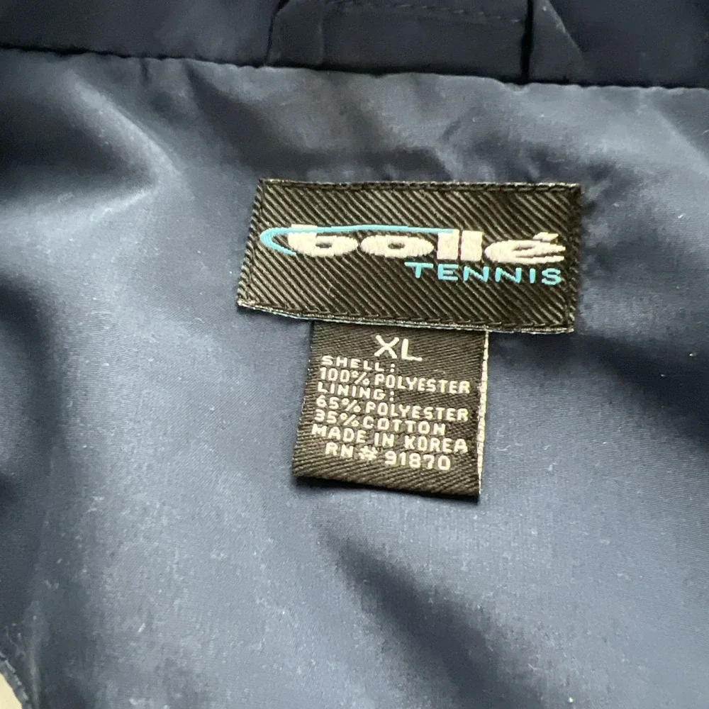 Bolle Tennis Mens Jacket Size XL Wind Breaker Full Zip Navy Blue Pockets B38
